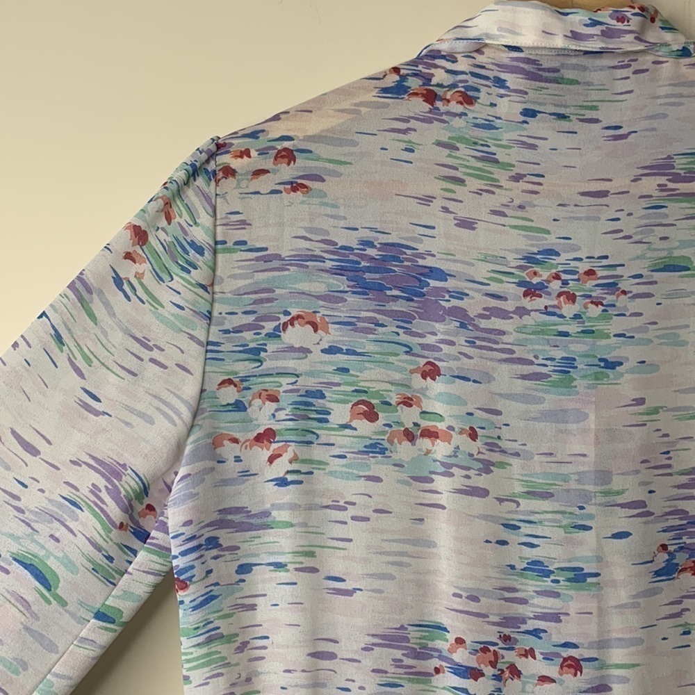 Diane Von Furstenberg | Vintage Watercolor Floral Pleated Cascade Ruffle Dress 4 - Picture 15 of 17